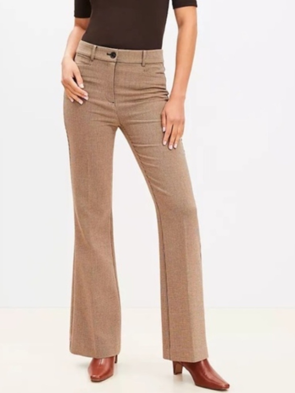 NWT Loft Sutton Flare Puppytooth Doubleface Pant